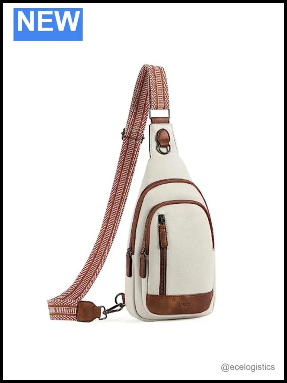 Faux Leather Sling Backpack Crossbody Bag with Multiple Pockets